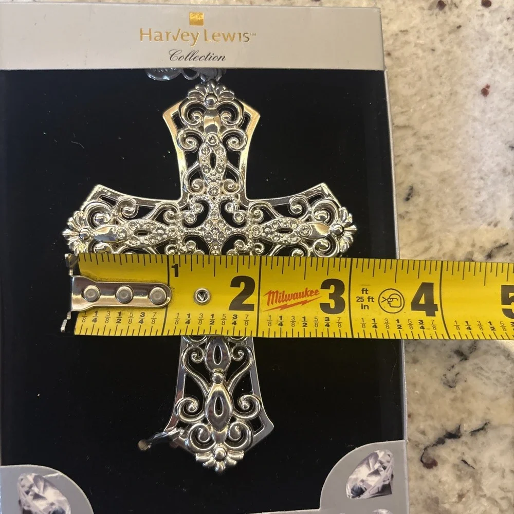 HARVEY LEWIS Swarovski Cross Christmas Ornament Christian Rhinestones Crystals